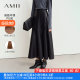 AMII2024 winter new elegant commuting environmentally friendly PU leather skirt feminine A -line skirt skirt skirt skirt
