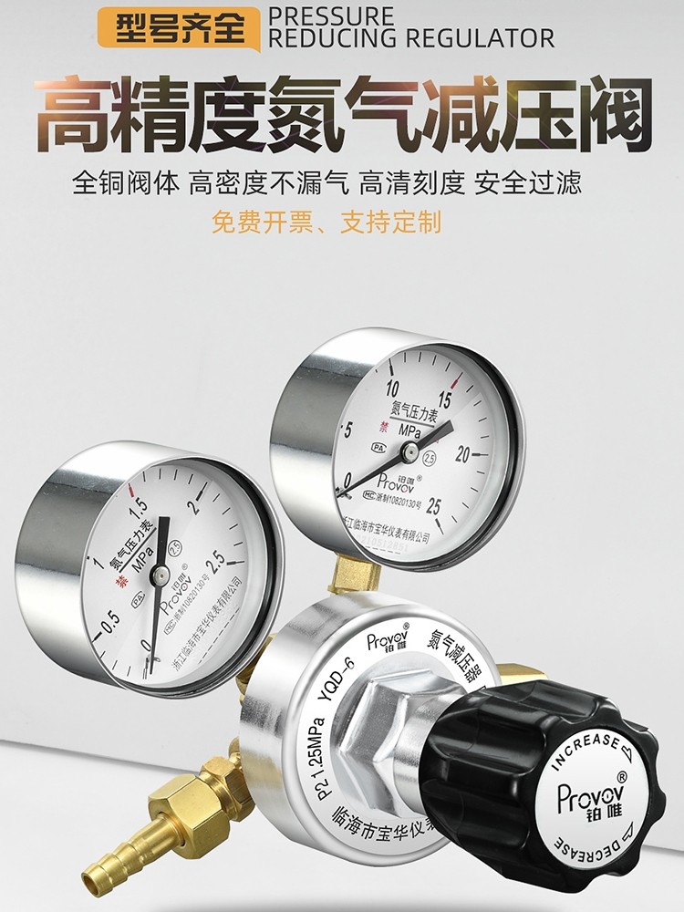 Régulateur De Pression D'azote 16 MPa - Raccord 1/4", Tuyau 6,3 Mm - Pour Climatisation, Test D'étanchéité, Gonflage Pneus - 8