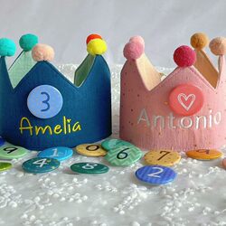 Embroidered Baby Name Birthday Hat Party Crown Hat Children's Photography Props Baby's First Birthday