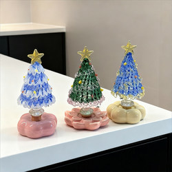Jingdezhen Rotating Christmas Tree Ornaments, Glass and Ceramic Decorative Items with a Sense of Ambiance, Healing Christmas Gifts