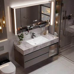 Bathroom Cabinet Combination Washbasin Countertop Smart Bathroom Seamless Ceramic Integrated Basin for Washing Hands and Face