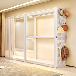 Household Simple Assembly Shelf Wardrobe, Floor-Standing Multi-Layer Open-Style Clothes Rack, Steel Dust-Proof Clothing Storage Cabinet
