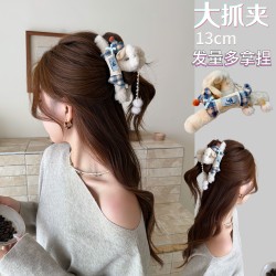 Cute Plush Puppy Hair Clip with Lots of Hair Volume, Korean Style Versatile Large Shark Clip for Back-Of-Head Updo Hair Accessory