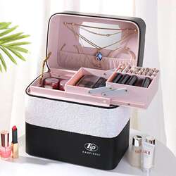 Portable Makeup Bag for Going Out, New Trendy Color-Blocking Design, Large Capacity, Simple Multi-Layer Cosmetics Storage Box for Women