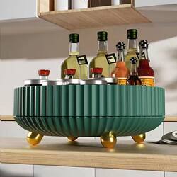 Kitchen Rotatable Spice Rack Multi-Functional 360-Degree Seasoning Soy Sauce Vinegar Storage Rack Light Luxury Fruit Plate