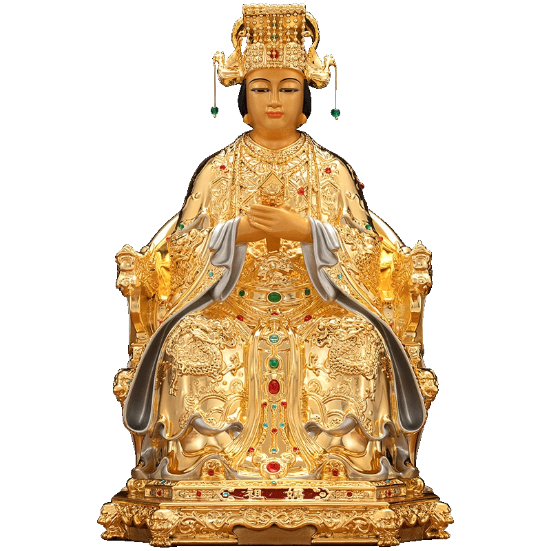 鎏金铜纯妈祖神像天上圣母林默天后娘娘湄洲岛海神娘娘雕像摆件-Taobao