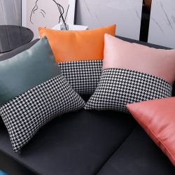 Suitable for Leather Sofas, Nordic Tech Fabric Splicing Style Headboard Soft Cushion, Lumbar Pillow, Sofa Cushion Cover
