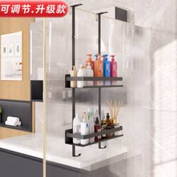Bathroom Storage Rack, Shower Room Glass Door Hanging Shelf, No-Drill Hanging Basket for Bathroom, Toilet Door Hanging