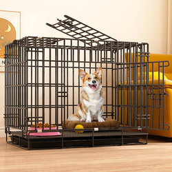 Dog Cage, Reinforced for Small to Medium-Sized Dogs, Indoor Dog House, Foldable, with Integrated Toilet for Pomeranians and Teddy Dogs, Pet Villa