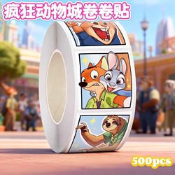 Zootopia Sealing Stickers Roll Stickers Girl Decoration Stickers Nick Fox Judy Children's Stickers Planner Tape Cartoon Cute Reward Tape Dot Sealing Stickers Kindergarten Toys