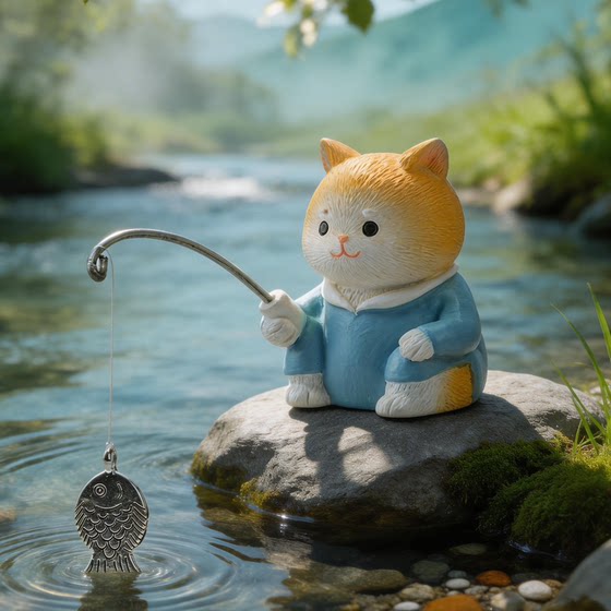 
Fish tank landscaping cute animal fishing ornaments creative landscape micro landscape decoration rockery flowing water fish pond healing system