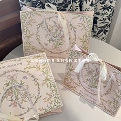 Elegant Floral Gift Bags with Ribbons, Clothing Shopping Bags, Jewelry, Candy, Souvenir Bags, High-End Gift Packaging Bags