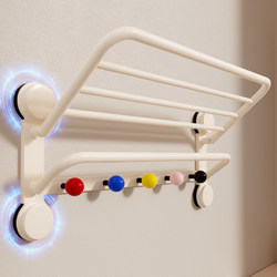 2025 New Suction Cup Towel Rack Bathroom No-Drill Storage Rack Integrated Toilet Towel Rack