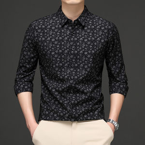 
Spring and autumn high-end fashion floral slim-fitting shirts for men, trendy handsome business casual high-end iron-free long-sleeved shirts