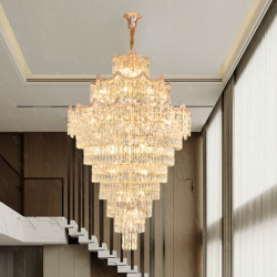 Duplex Building Large Chandelier European Style House Living Room Crystal Lamp Accessible Luxury Hotel Lobby Lamp Hollow High Long Chandelier