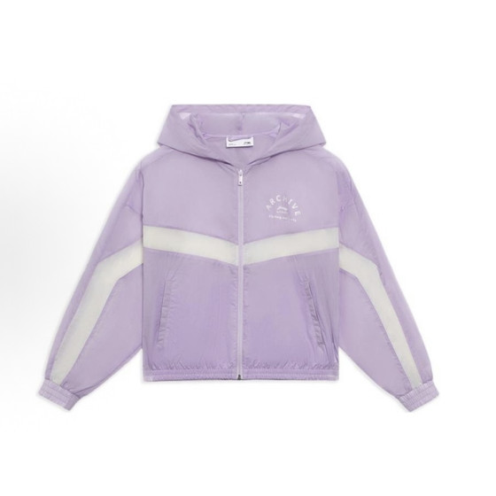 
LiNing Li Ning Loose Color Block Ice Silk Quick-Drying Sports Hooded Jacket Women's Purple AFDS310-3