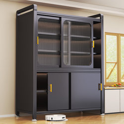 Kitchen Storage Rack, Household Pot and Bowl Storage Cabinet, Multi-Layer Floor-Standing Storage Sideboard, Dust-Proof Sliding Door Cabinet, Cupboard