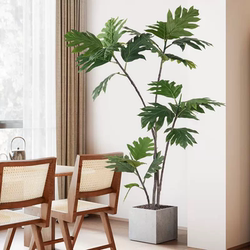 Large Artificial Breadfruit Tree Potted Plant for Indoor Living Room or Office, Evergreen with Large Leaves, Popular Online Plant for Floor Placement