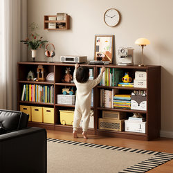 Solid Wood Bookshelf, Floor-Standing Storage Rack, Living Room Storage Cabinet, Integrated Wall-Mounted Kindergarten Children's Bookcase, Grid Cabinet Storage