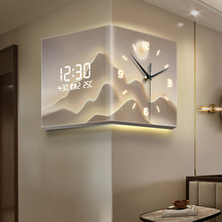 2025 new model electronic clock with perpetual calendar, creative double-sided corner clock for living room, wall-mounted clock.