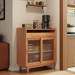 Solid Wood Sideboard Against the Wall, Integrated Storage Cabinet, Living Room Sofa Side Cabinet, Small Apartment Storage Cabinet, Japanese-Style Tea Cabinet