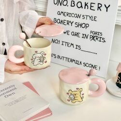 Cute Puppy Couple Matching Mugs Birthday Gift for Girlfriend Office Cute Ceramic Mug Water Cup