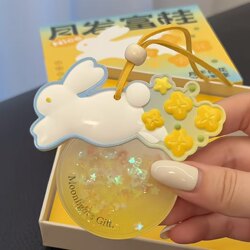Moon Flower Rich Jade Rabbit Pendant Mid-Autumn Festival Gift Aromatherapy Car Hanging Ornament Gift for Boys, Girlfriends, Best Friends, Souvenir Fragrance Pendant