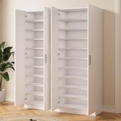 Shoe Cabinet, Solid Wood Hall Cabinet, Balcony Large-Capacity Household Doorway Multi-Layer Storage, Simple Modern Entryway Shoe Rack