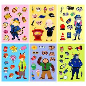 
Zootopia Fox Thief Rabbit Sheriff Cartoon Movie Surrounding Face Changing Stickers Children's Gift Stickers
