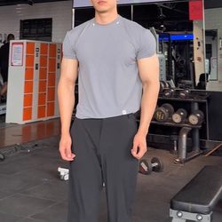 Yuanq Reflective Laser American-Style Cuffed Short-Sleeve Sports Explosive Sleeve Fitness Training Casual Versatile Breathable T-Shirt