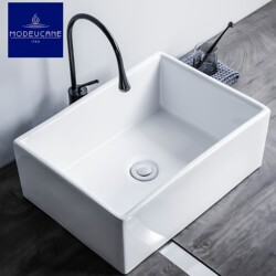 Modeucane Ceramic Countertop Basin with Deep Groove, 18cm Deep, Large Size Balcony Washbasin
