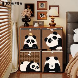 New Chinese-Style Panda Fabric Storage Basket, Home Utility Room Storage Box, Living Room Storage Bin, Kalek Grid Cabinet