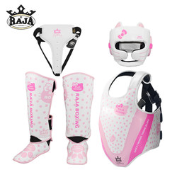 Raja Sanda Protective Gear Set for Girls, Boxing Headgear, Fighting Chest Protector, Muay Thai Leg and Groin Protector, Children's Training Set