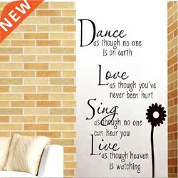 Dance Love Sing Live Wall Sticker Citát Dopis Vinylová Stěna