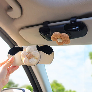 
Car glasses clip car sun visor storage car temperament small flower sunglasses box car hanging glasses placement rack