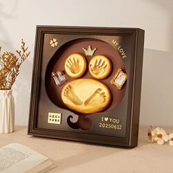 Full Moon Commemorative Hand and Foot Print Baby Handprint Footprint Baby's 100 Days Hand and Foot Print Clay Photo Frame Newborn Hair Gift