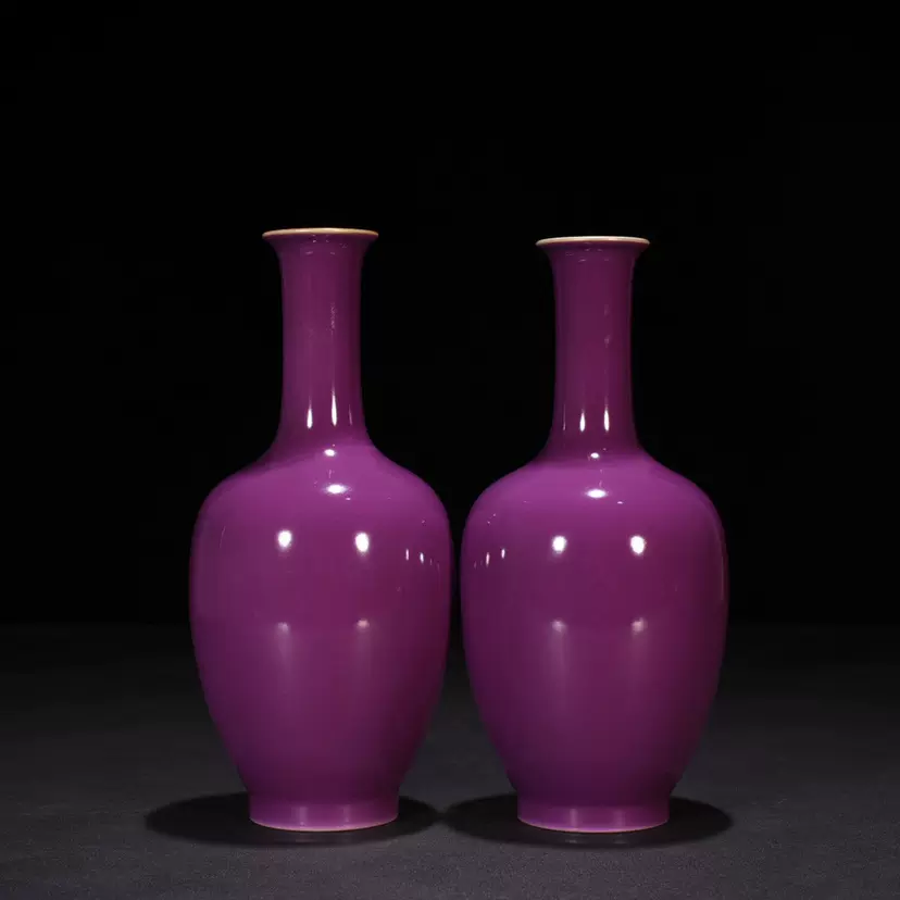 清雍正茄皮紫釉瓶-Taobao