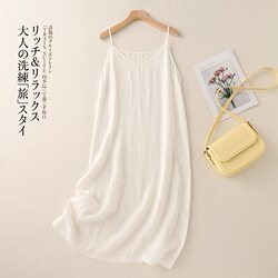 100% Combed Cotton Camisole Dress for Women, Plus Size, Summer, Loose, Lightweight, Mid-Length, Inner Layer, Slip Dress