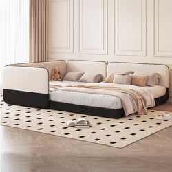 Family Bed for Four, Two-Child Bed, Splicing Bed, Tatami Floor Bed, 2025 New Model, 1.8m Bed with Guardrails, Parent-Child Bed