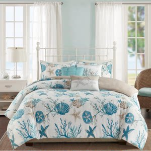 
Shaxijia Ocean Style Shell Starfish Print Four-piece Cotton Bedding Set Fresh Bedroom Bedding