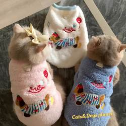 Cat Clothes Anti-Shedding Autumn and Winter Clothing with Fleece Lining, Warm and Cute, Ragdoll Cat, British Shorthair, Blue Cat, Winter Fleece Clothing
