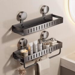 Suction Cup No-Drill Bathroom Shelf for Toilet and Bathroom Toiletries, Wall-Mounted Shower Gel Storage, Various Gadgets