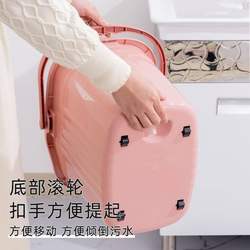 Thickened Large Mop Bucket with Wheels, Plastic Portable Plastic Squeeze Bucket, Lazy No-Wash Mop Bucket