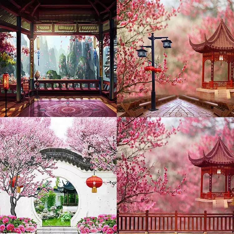 直播背景布主播背景布摄影背景抖音背景古装汉服拍照背景桃花