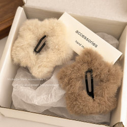 Autumn and Winter Plush Star Hair Clips for Women, Back of the Head Hair Clips, Bb Clips for Children, Hairpins for Bangs, Trendy Hair Accessories