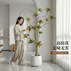 Artificial Green Plant with Golden Edges, Lily Bamboo, Indoor Living Room Balcony, High-End Large Floor-Standing Artificial Plant Decorative Tree