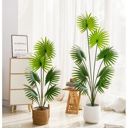 Nordic Style Artificial Plant California Palm Potted Plant Living Room Indoor Landscaping Fake Green Plant Decorative Flower Floor-Standing Ornament Tree