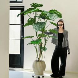 Simulated Green Plants with a High-End Feel for the Living Room, Monstera Decorative Ornaments, Floor-Standing Potted Plants, High-Quality Artificial Plants, Atmosphere Trees