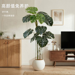 Artificial Monstera Plant for Indoor Living Room, Next to Tv Cabinet, High-End Imitation Green Plant Potted Decoration Tree Ornament