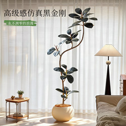 Artificial Green Plant Black Rubber Tree Indoor Living Room Large Potted Plant High-End Light Luxury Artificial Plant Fake Tree Potted Plant